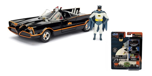 Paquete Batman Clásico Batimovil Jada 1:24 + Set Nano Batman