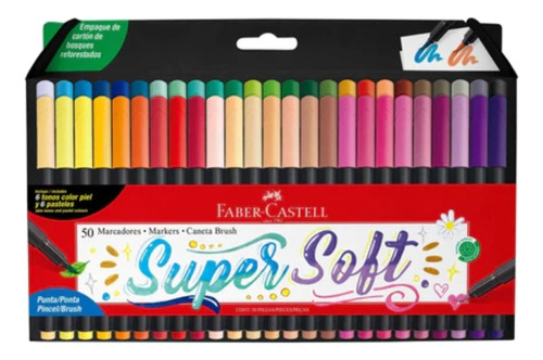 Marcadores Supersoft Punta Pincel Lettering 50 Colores Faber