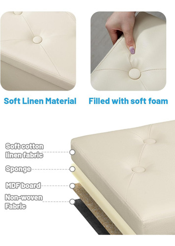 Amassmile® Almacenamiento Otomano, Taburete Plegable De Repo