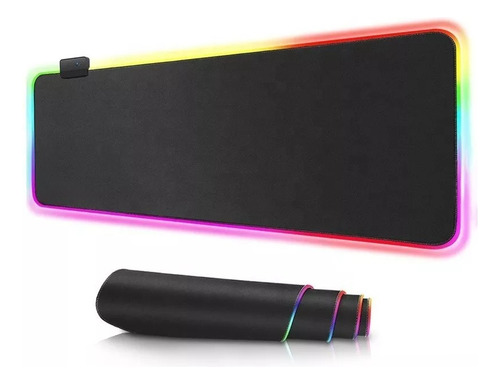 Mousepad Rgb Led Antideslizante Gaming Xxl 90x40cm Grande Negro Black Rgb