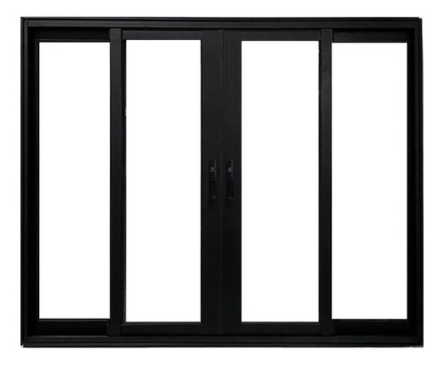 Janela Vitrô De Alumínio 4 Folhas Preto 100 X 150cm Linha