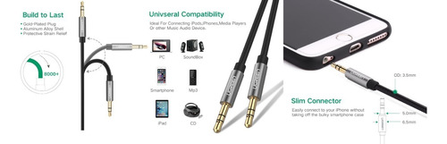 Cable De Audio Estéreo P2 Negro Con 5 Metros Ugreen