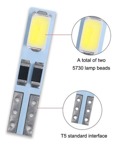 10x Ampolleta Led T5 Canbus Anti Error 5630smd W3w Blanco