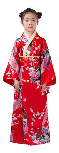 Pijama Tipo Kimono Para Niñas Con Estampado Floral De Pavo Real Vibrant S