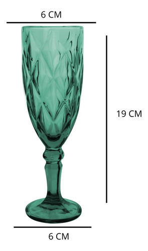 Copa Labrada Champagne Vidrio Flauta Cristal 170ml Vittori Verde/8 Piezas