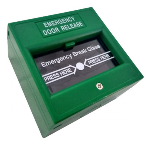 Boton De Salida Verde Rotura De Cristal Para Control Accesos