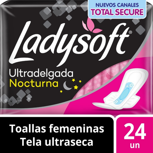 Toalla Femenina Nocturna Ladysoft Ultradelgada Ultraseca 24u