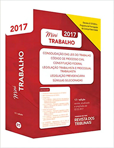 Mini Trabalho 2017, De Vários. Editora Revista Dos Tribunais, Capa Mole Em Português, 2017