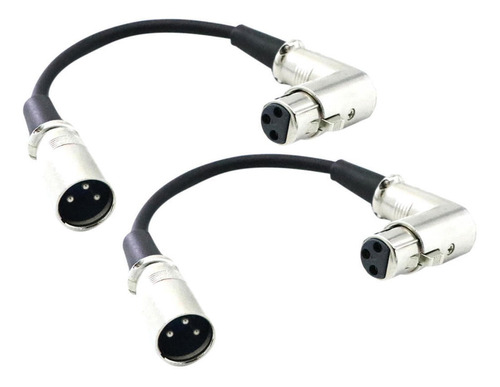 2 Pieces. 3'xlr Female Female To Right Angle Male Audio