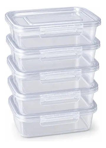 Versatile Kit 12 Marmitas 800ml Potes Trava Lateral Freezer Microondas Transparen