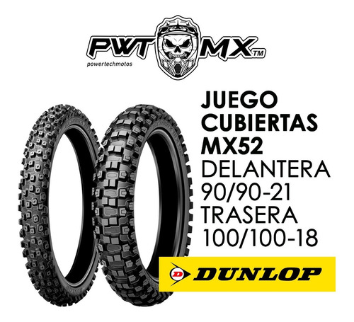 Imagen 2 de 6 de Cubierta Motocross Dunlop Mx52 90 / 90- 21 Y 100 / 100 - 18