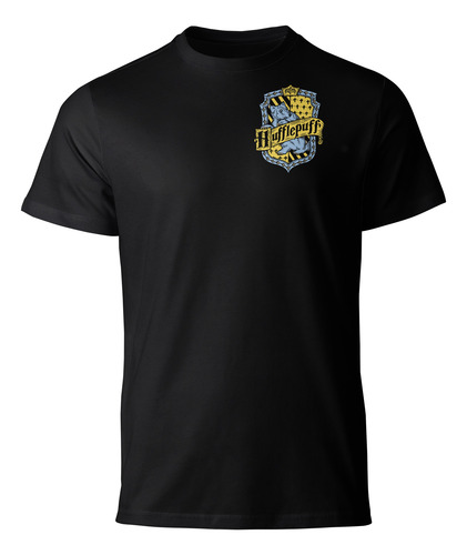Playera Negra Hufflepuff Escudo Harry Potter Moda 01