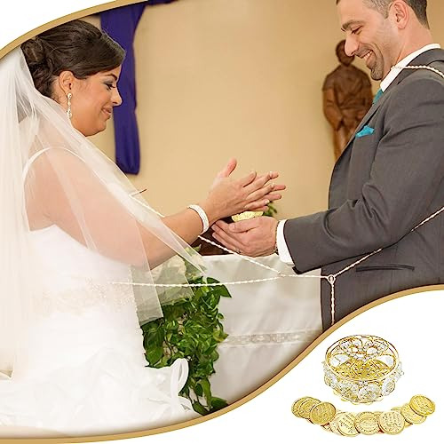 Juego De Arras De Boda Con 13 Monedas Y Caja Dorada