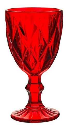 Jogo 6 Taças Água E Vinho Diamond 320ml Vermelho Hauskraft