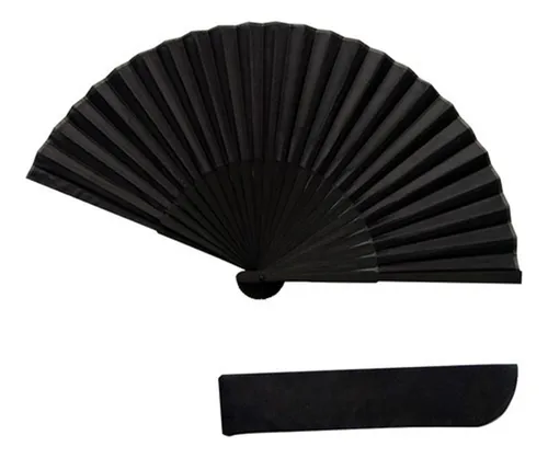 comprar A 2 Abanicos Plegables De Mano De Seda De Color Negro Grande