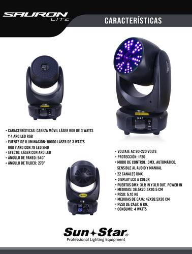 Cabeza Móvil Laser Rgb 3w Aro Led Rgb Con Macros, Dmx