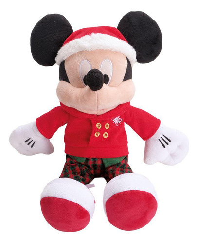 Pelúcia Mickey Roupa Xadrez Natal Disney 48cm