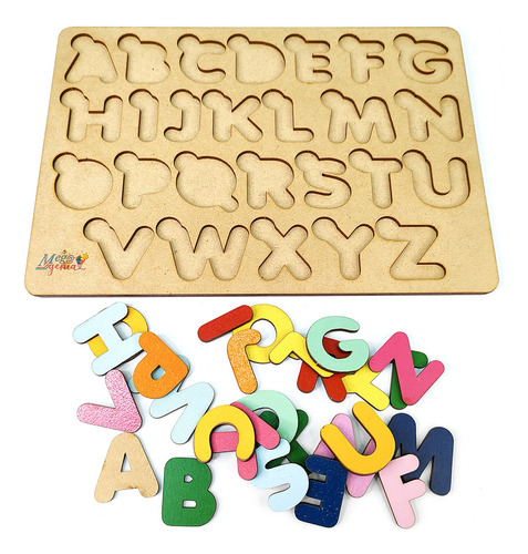 Brinquedo Letras Madeira Aprendendo Alfabeto Tabuleiro