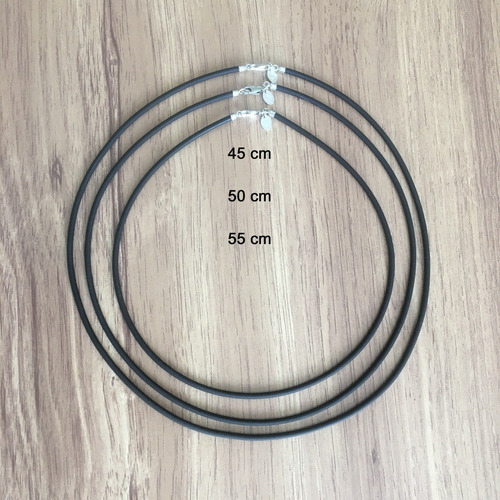 Collar Caucho Hombre Broche Plata 925 De 2mm X 50cm Agálea