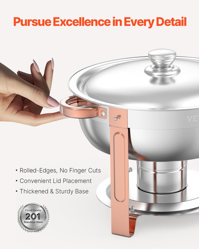 Juego De Platos Para Buffet, De Acero Inoxidable, Vevor, 5 L