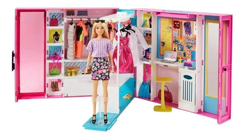 Imagen 1 de 2 de Barbie Fashionista Dream Closet Con Muñeca + 25 Accesorios