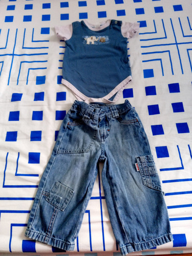 Conjunto De Body Y Jeans Marca Polito Talla 12 Meses