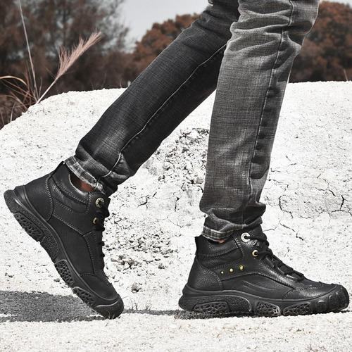 Botas Zapato Casual Hombre Cuero Cómodo Intemperie A2022
