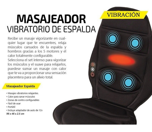 Funda Masajeador Alta Gama Asiento De Auto Hogar Calor Vibra