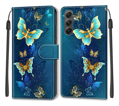 Bonita Funda De Piel Tipo Cartera Con Forma De Mariposa Para