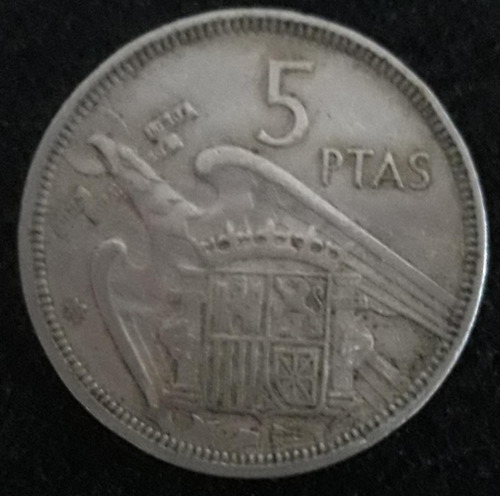 Moeda 5 Pesetas Ano 1957 Espanha 