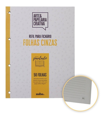 Bloco A4 50 Folhas Cinzas Pautadas Para Fichário 80g