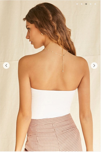 Bodysuit Forever 21 Blanco Strapless Escote Corazón Blanco Ch (Usado)