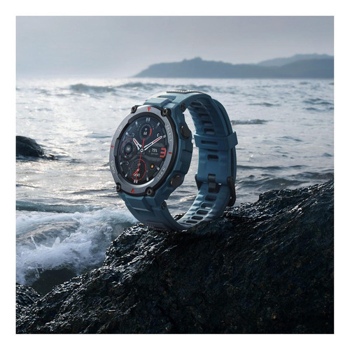Imagen 4 de 5 de Smartwatch Amazfit Sport T-Rex Pro 1.3" caja 47.7mm de policarbonato steel blue, malla steel blue de silicona A2013