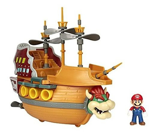 Super Mario Deluxe Bowser's Air Ship Playset Con Figura De A