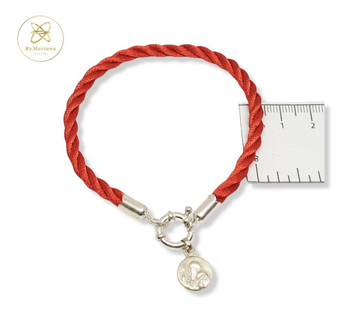 Imagen 6 de 7 de Pulsera Plata Hilo Seda Rojo Dije San Benito Marinero