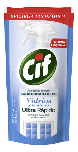 Cif Limpiador Y Vidrios Multiuso Recarga 450ml