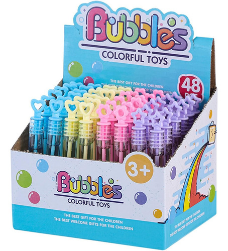 48 Burbujero Colores Tapa Corazon Gel Lanza Burbujas