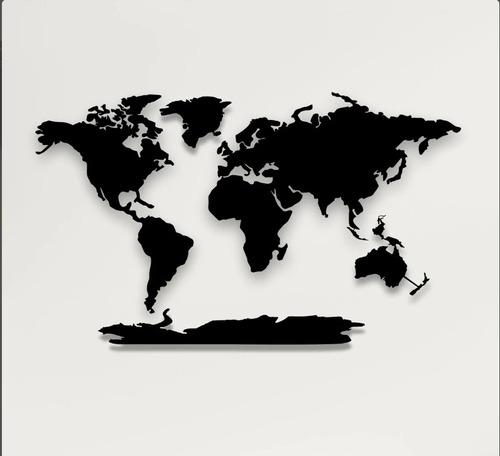 Cuadro Decorativo Mapa Mundo Entero En Madera