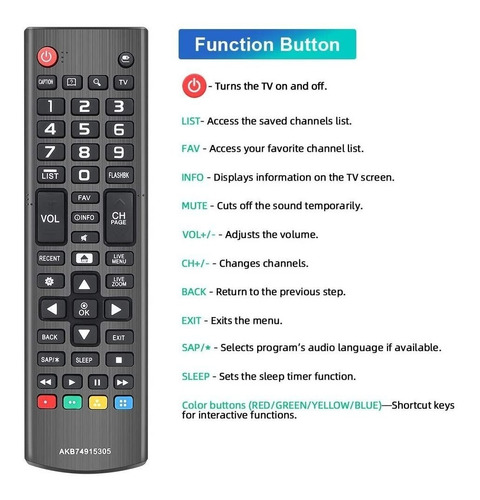 Gvirtue Akb74915305 - Mando A Distancia Para Tv LG 70uh635