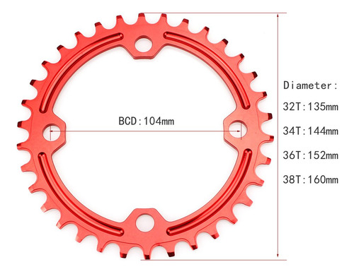 Fomtor 32t Plato 104 Bcd Estrecho Ancho Con 4 Pernos 9 10 11
