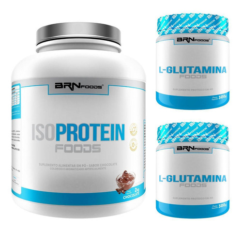 Kit Whey Iso Protein 2kg Cho + 2x Glutamina 300gr - Brnfoods