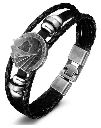 Pulsera De Cuero Modelo Poker Unisex