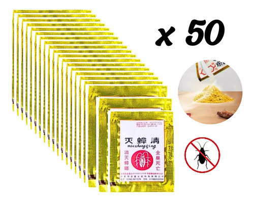 Pack X50 Insecticida V-neno Chino Polvo Cucarachas Premium