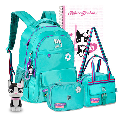 Kit Mochila Estojo Lancheira Metalizada Sqz Marm Juvenil Rb