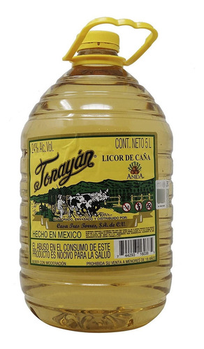Pack De 2 Licor De Caña Tonayan Pet Blanco Y Amarillo 5 L