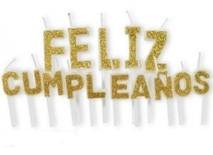 Blister De Velas Frase Feliz Cumpleaños Doradas