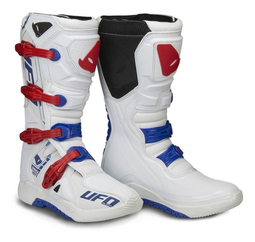 Bota Ufo Elektron Mx Blanco Tira Rojo/azul Talle 43 - Bondio