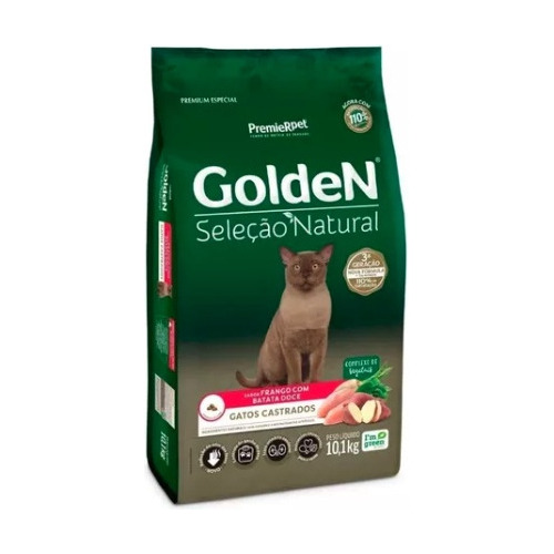 Ração Golden Seleção Frango Batata Doce Gato Castrados 10 Kg