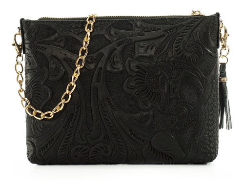 Imagen 3 de 4 de Bolso Modelo Arena Negro Cincelado Piel Bolsa Envio Gratis