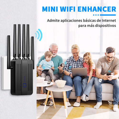 Pbcowasn®repetidor Wifi Amplificador Señal 1200mbps De Acceso 5g Wps Color Negro 6 Antenas 127v Router Repetidor Wifi Inalambrico